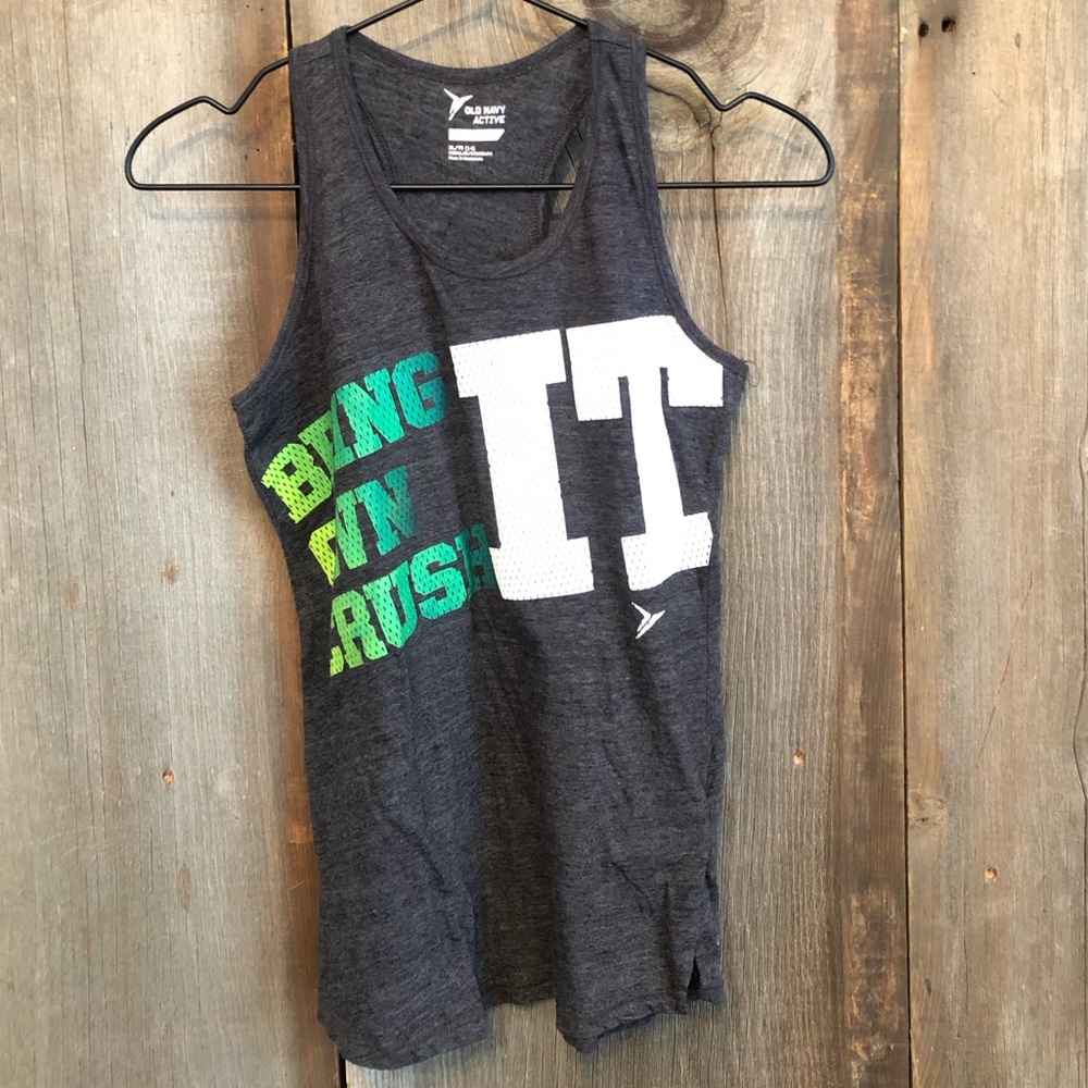 Old Navy Active Graphic Tank Top in Gray Size XL 13 Girls